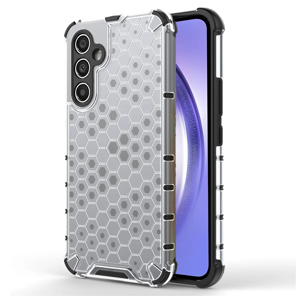 For Samsung Galaxy A54 5G Honeycomb Texture TPU+PC Phone Case Shockproof Back Cover - Grey - 1