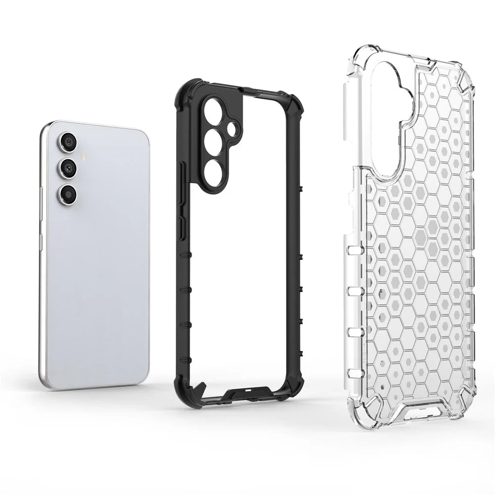 For Samsung Galaxy A54 5G Honeycomb Texture TPU+PC Phone Case Shockproof Back Cover - Grey - 2