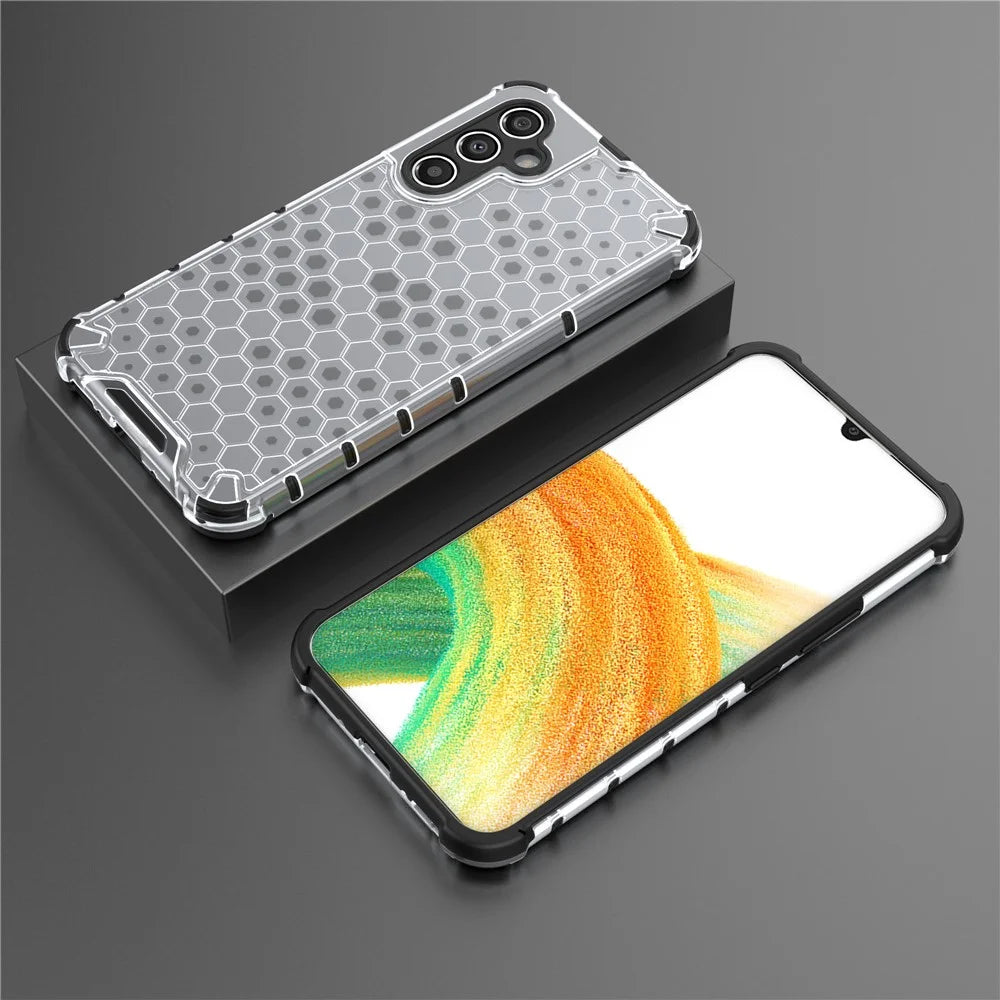 For Samsung Galaxy A54 5G Honeycomb Texture TPU+PC Phone Case Shockproof Back Cover - Grey - 4