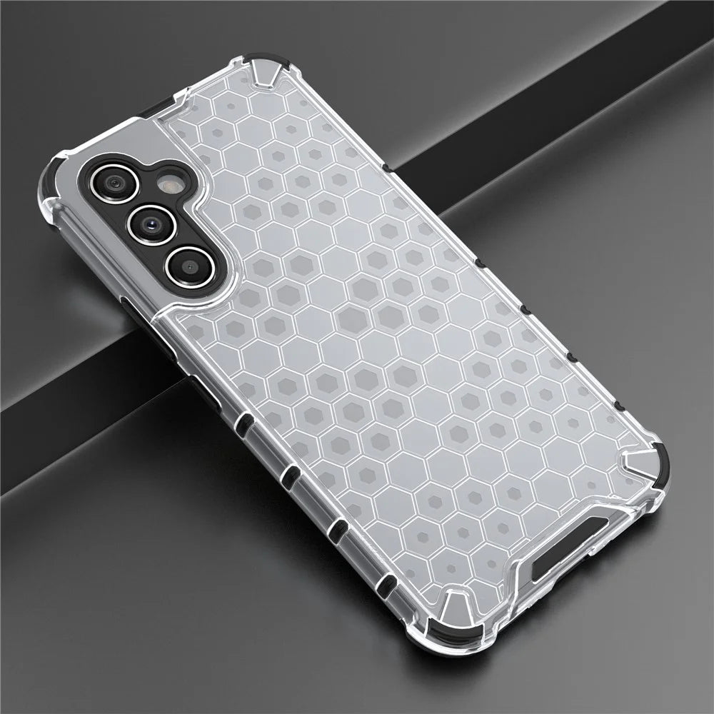 For Samsung Galaxy A54 5G Honeycomb Texture TPU+PC Phone Case Shockproof Back Cover - Grey - 5