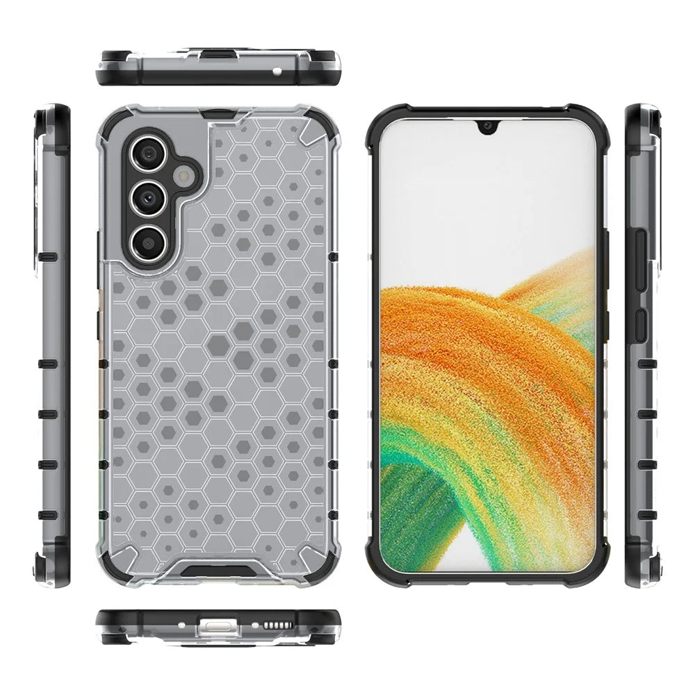 For Samsung Galaxy A54 5G Honeycomb Texture TPU+PC Phone Case Shockproof Back Cover - Grey - 6
