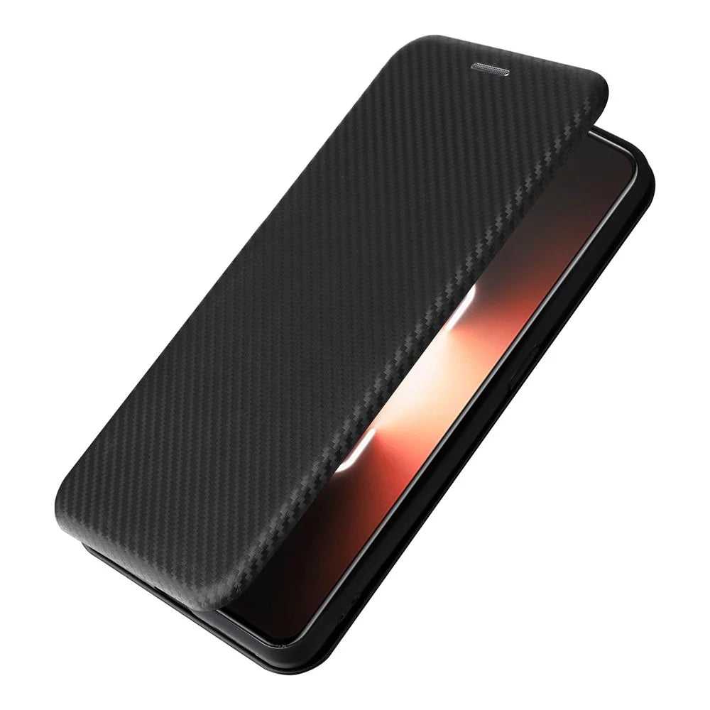 For Realme GT Neo 5 5G / GT3 5G PU Leather Stand Phone Case Carbon Fiber Texture Card Holder Cover - Black - 5