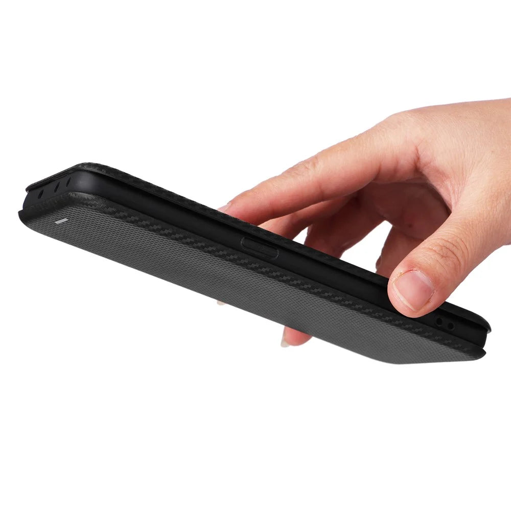 For Realme GT Neo 5 5G / GT3 5G PU Leather Stand Phone Case Carbon Fiber Texture Card Holder Cover - Black - 7