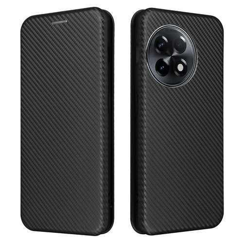 For OnePlus Ace 2 5G / 11R 5G Card Holder Phone Cover Carbon Fiber Texture Leather Phone Stand Case - Black - 1
