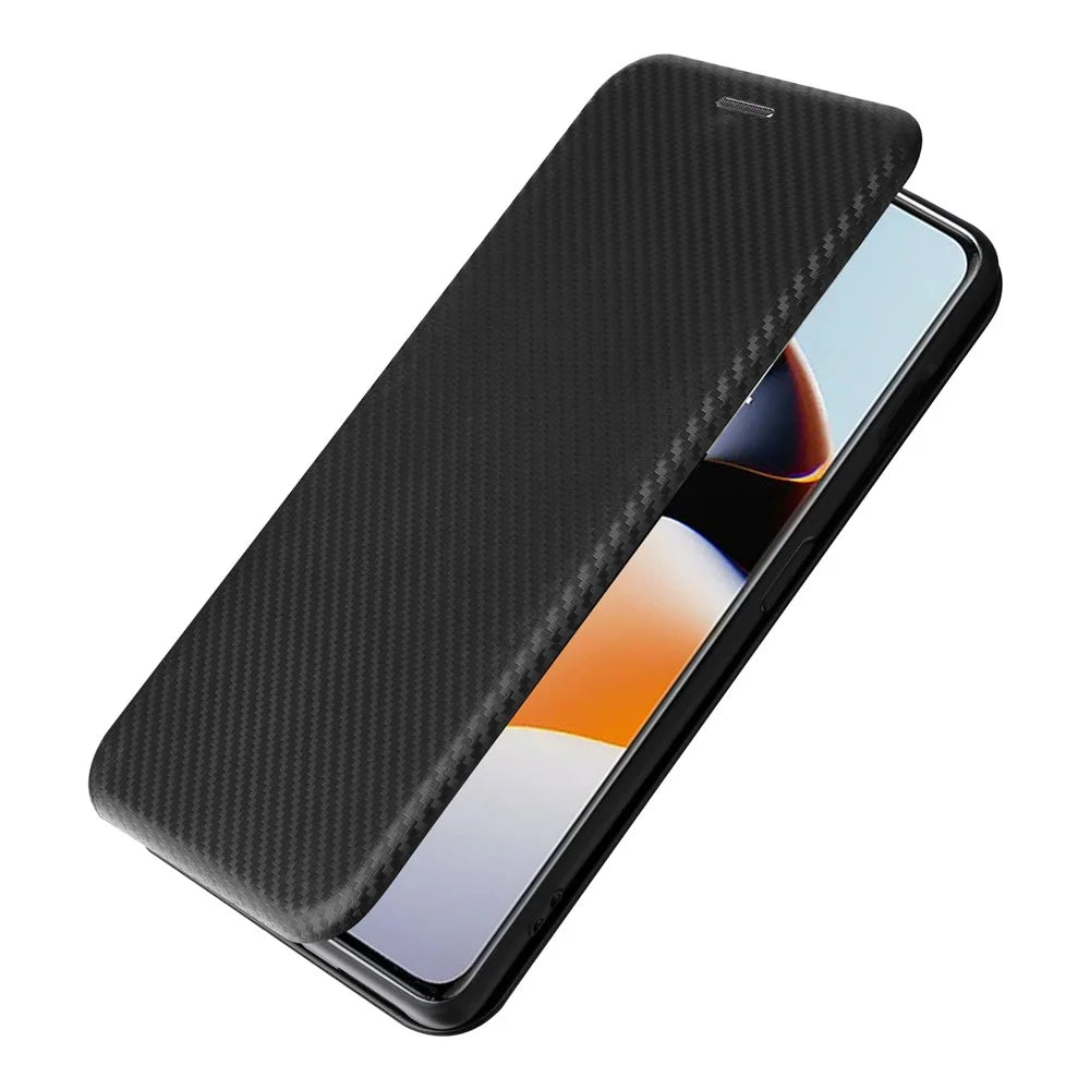 For OnePlus Ace 2 5G / 11R 5G Card Holder Phone Cover Carbon Fiber Texture Leather Phone Stand Case - Black - 5