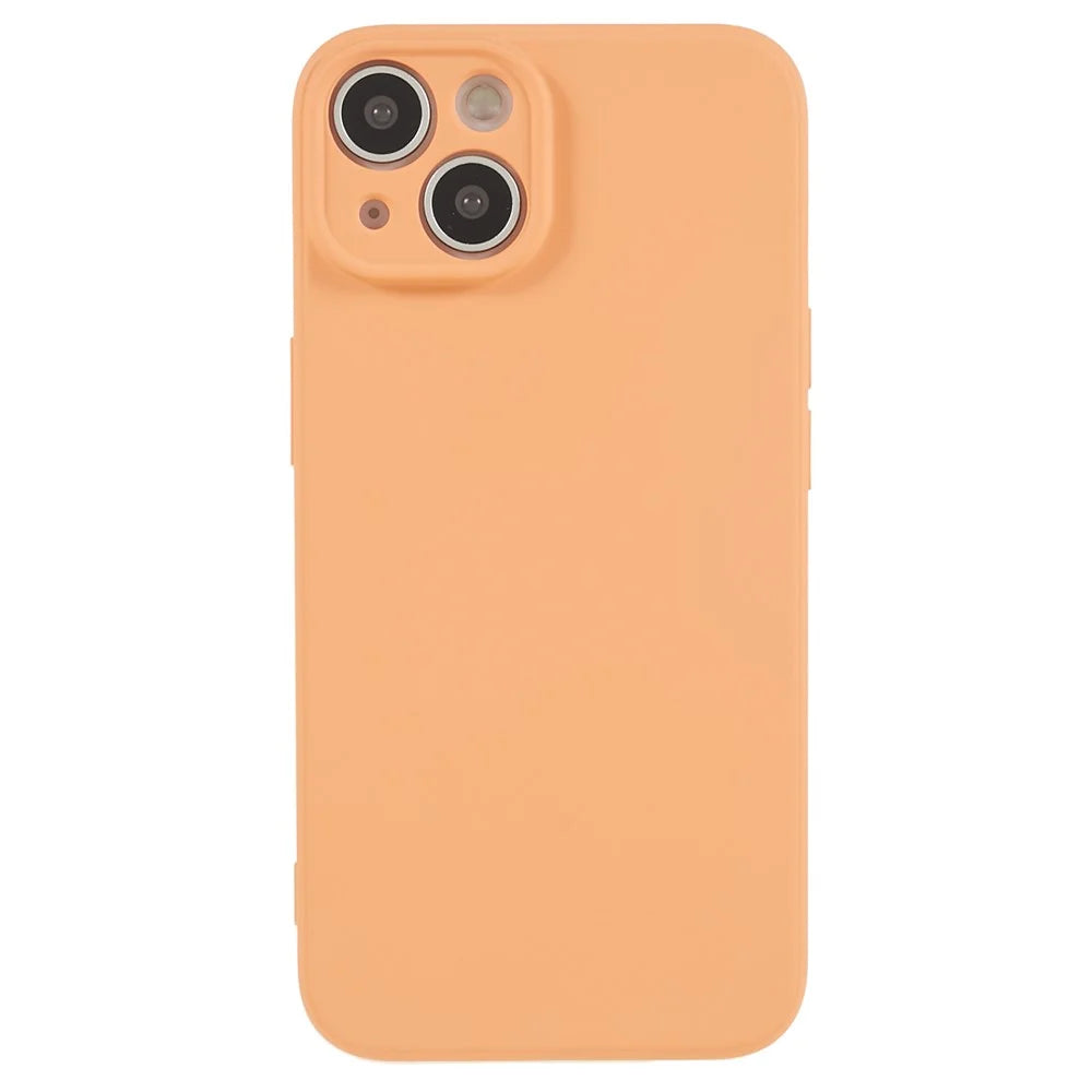 For iPhone 14 Plus Rubberized Anti-Slip Grip Phone Case Soft TPU Fiber Lining Inside Phone Cover - Orange - 2