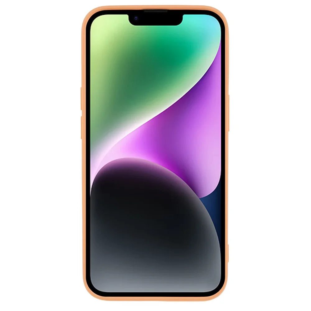 For iPhone 14 Plus Rubberized Anti-Slip Grip Phone Case Soft TPU Fiber Lining Inside Phone Cover - Orange - 3