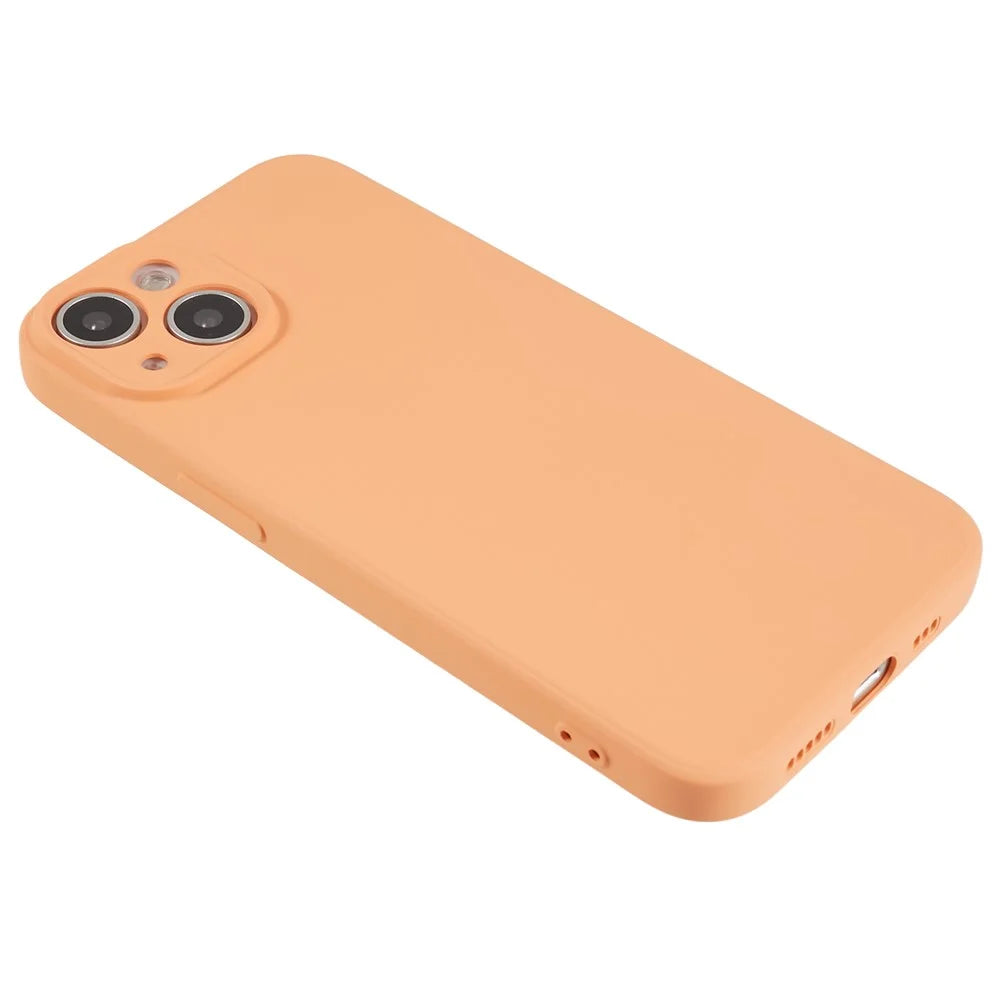 For iPhone 14 Plus Rubberized Anti-Slip Grip Phone Case Soft TPU Fiber Lining Inside Phone Cover - Orange - 4