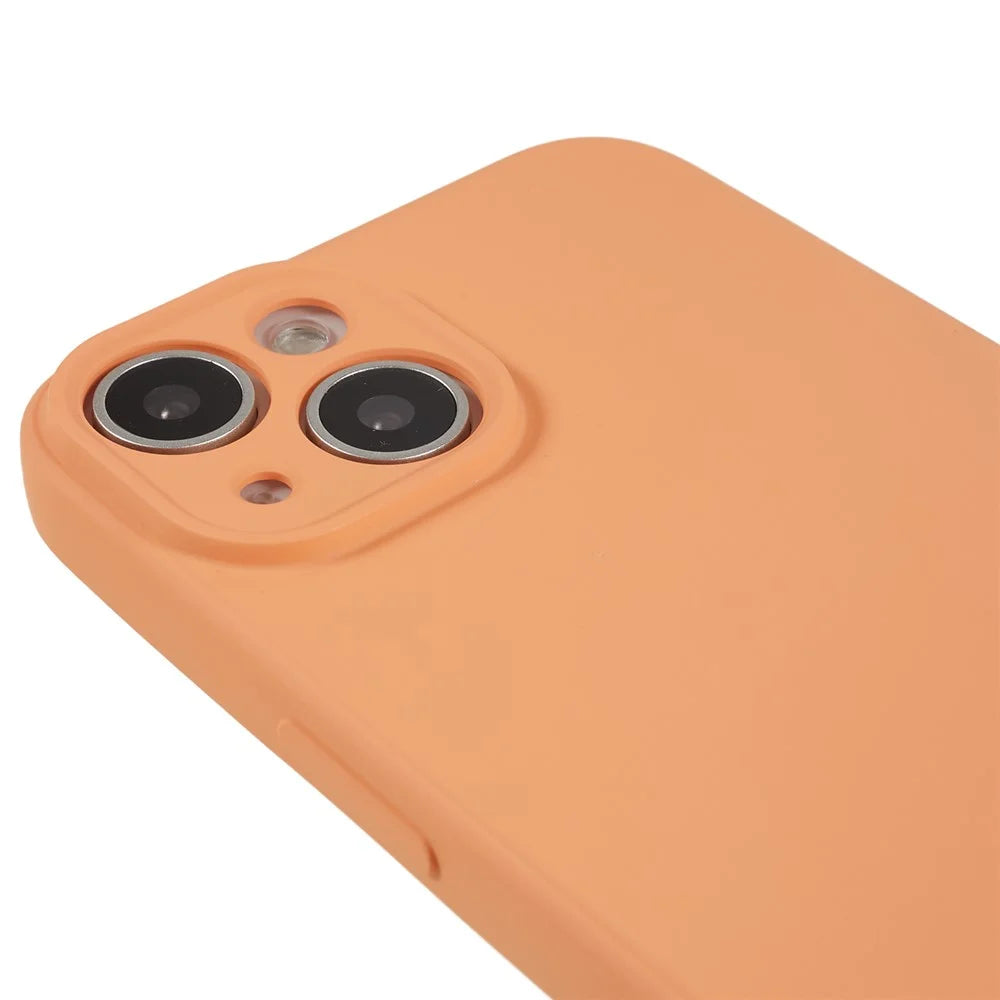 For iPhone 14 Plus Rubberized Anti-Slip Grip Phone Case Soft TPU Fiber Lining Inside Phone Cover - Orange - 5