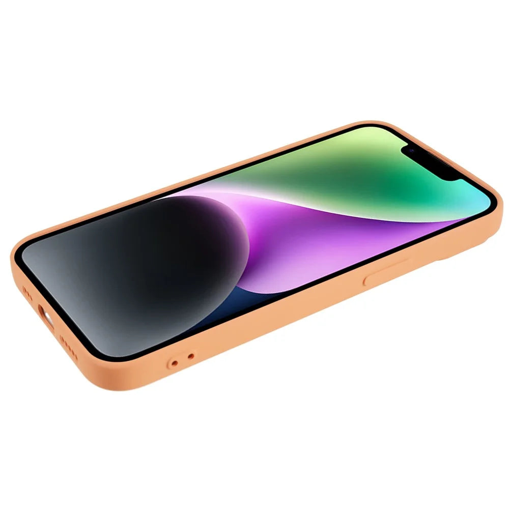 For iPhone 14 Plus Rubberized Anti-Slip Grip Phone Case Soft TPU Fiber Lining Inside Phone Cover - Orange - 6