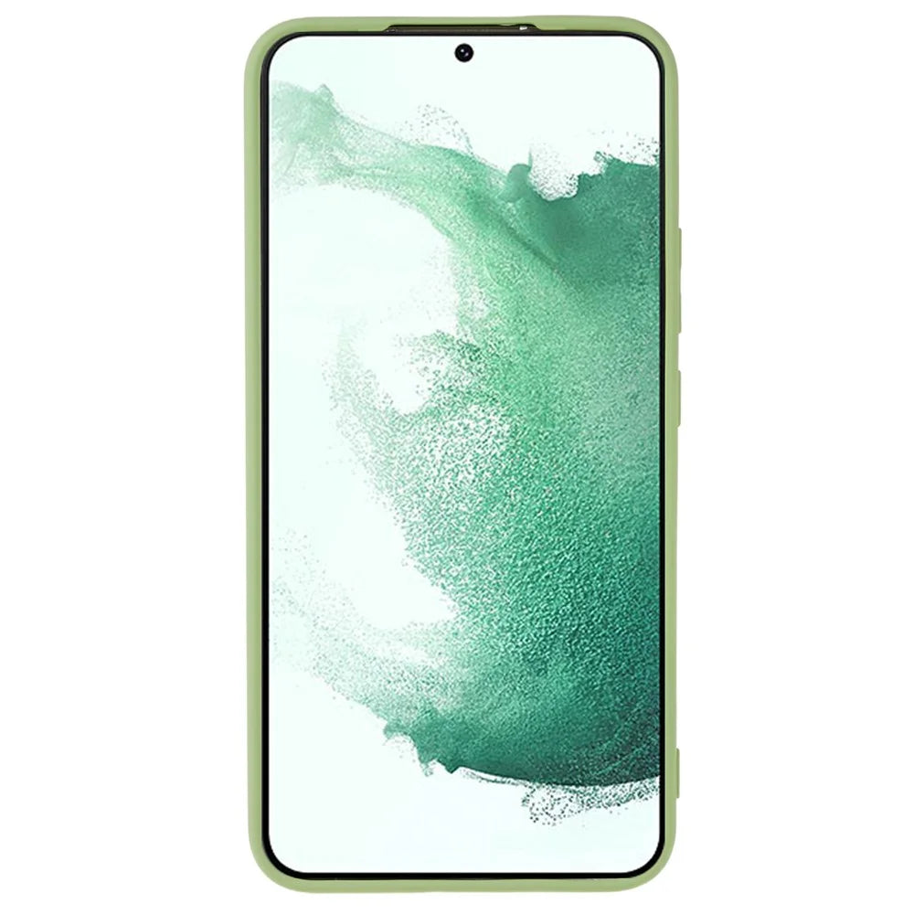 For Samsung Galaxy S22 5G Slim Fit Phone Case Rubberized TPU Anti-Scratch Cover Soft Fiber Lining - Bean Green - 2