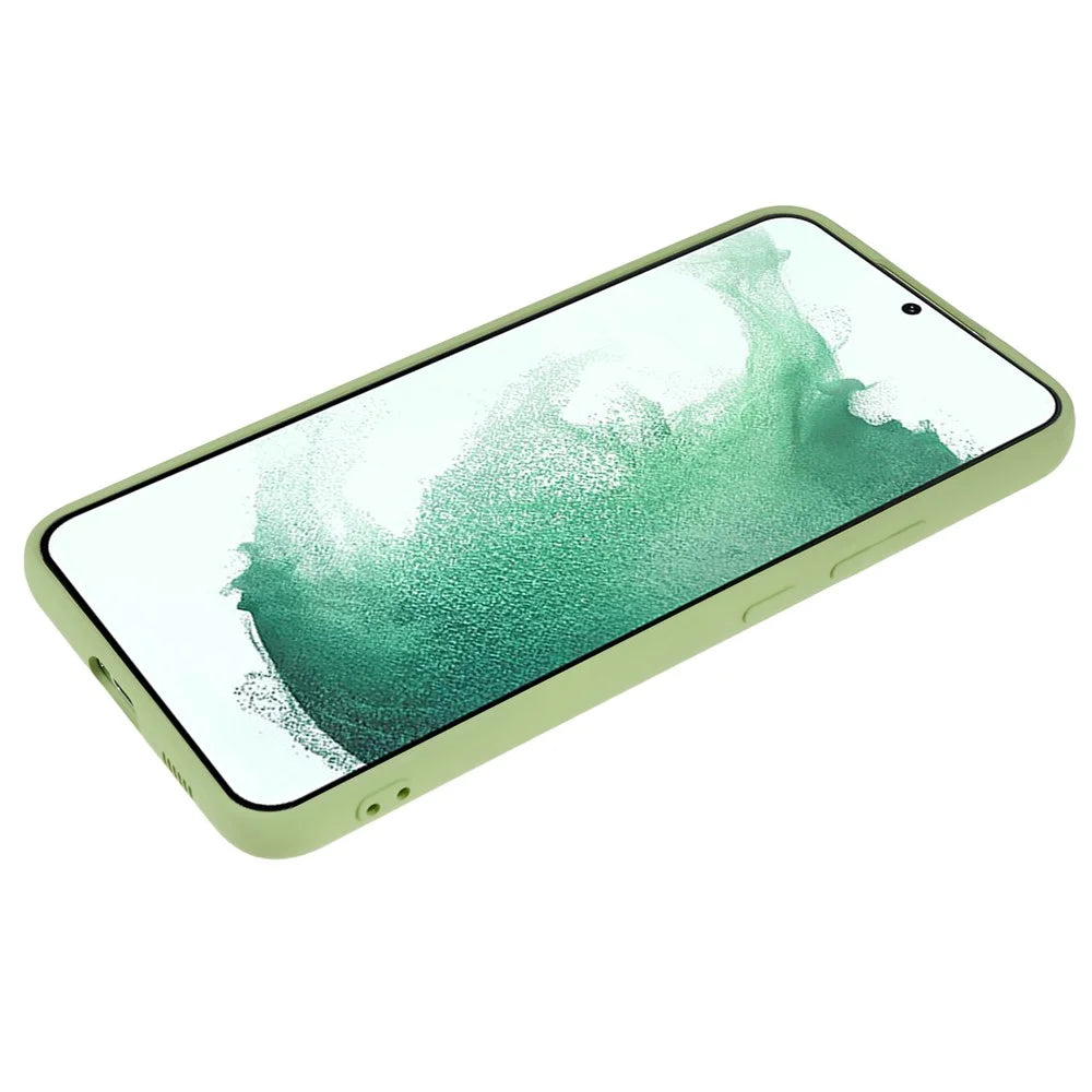 For Samsung Galaxy S22 5G Slim Fit Phone Case Rubberized TPU Anti-Scratch Cover Soft Fiber Lining - Bean Green - 6