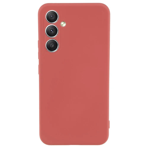 For Samsung Galaxy A34 5G Rubberized TPU Phone Case Soft Fiber Lining Anti-Scratch Cover - Hawthorn Red - 1
