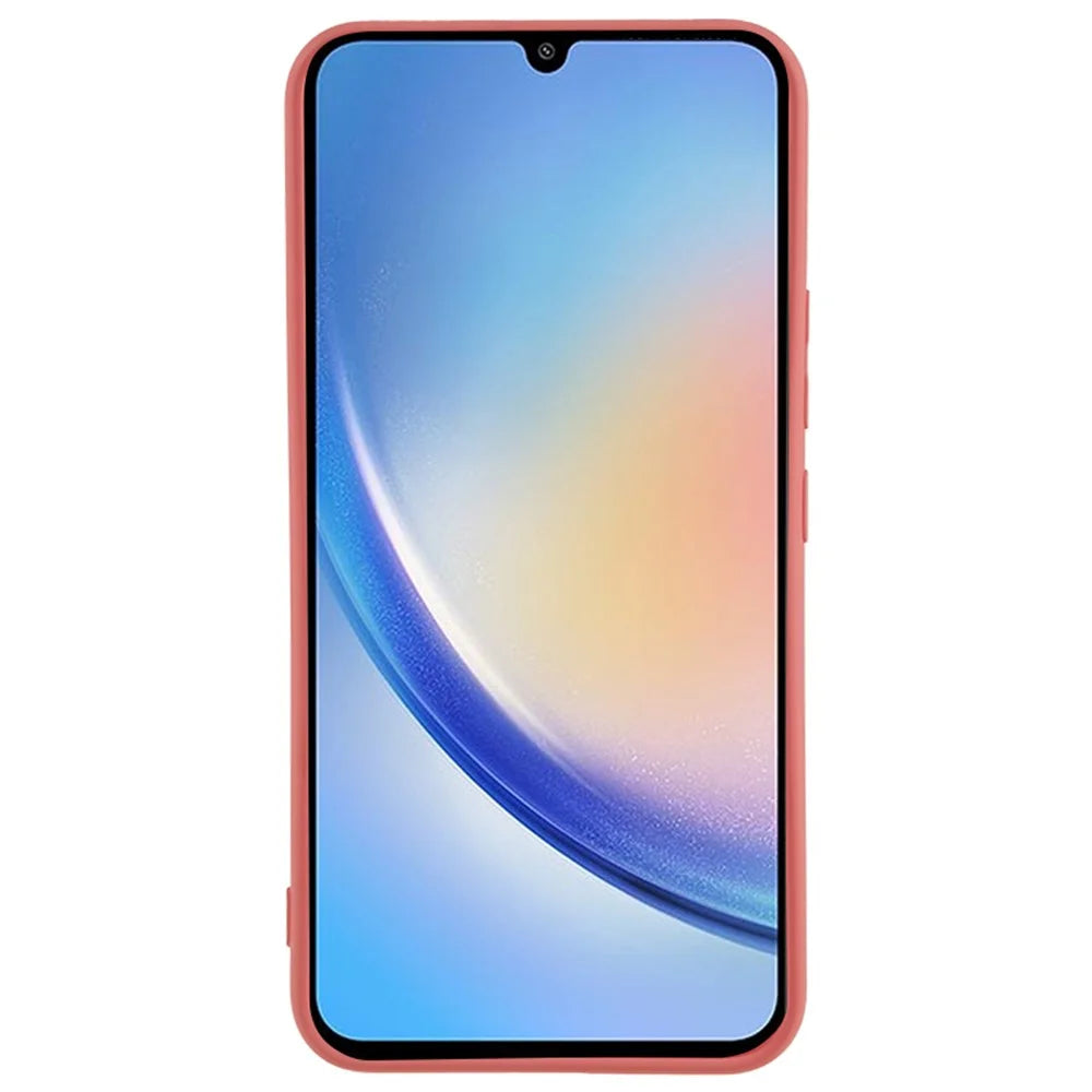 For Samsung Galaxy A34 5G Rubberized TPU Phone Case Soft Fiber Lining Anti-Scratch Cover - Hawthorn Red - 2