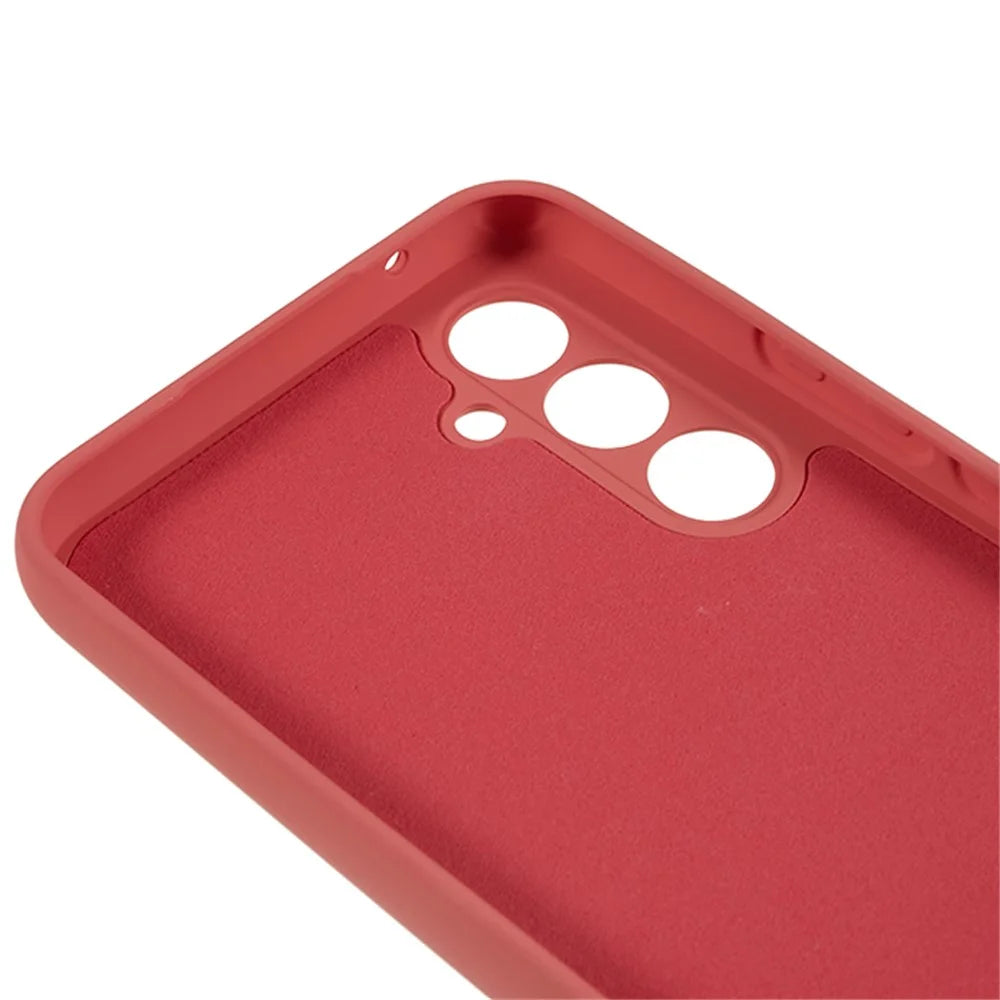 For Samsung Galaxy A34 5G Rubberized TPU Phone Case Soft Fiber Lining Anti-Scratch Cover - Hawthorn Red - 6