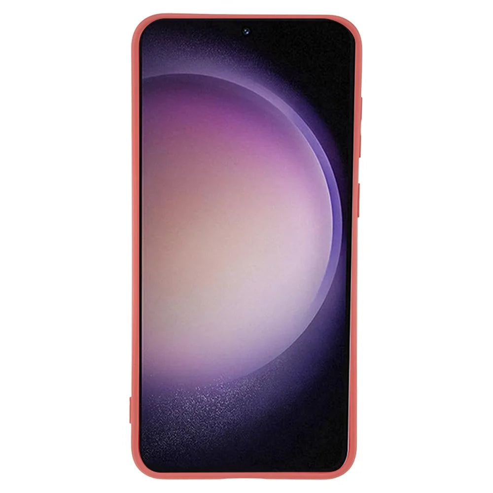 For Samsung Galaxy S23 TPU Camera Protection Phone Case Soft Fiber Lining Rubberized Back Cover - Hawthorn Red - 2