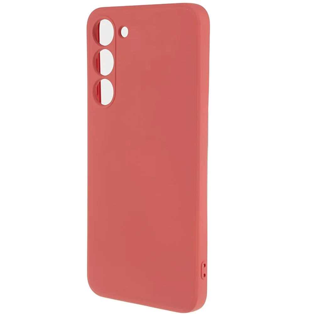 For Samsung Galaxy S23 TPU Camera Protection Phone Case Soft Fiber Lining Rubberized Back Cover - Hawthorn Red - 3