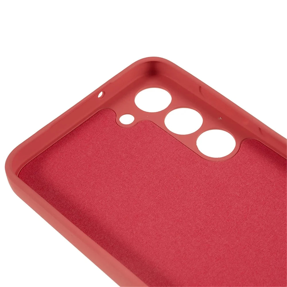 For Samsung Galaxy S23 TPU Camera Protection Phone Case Soft Fiber Lining Rubberized Back Cover - Hawthorn Red - 4