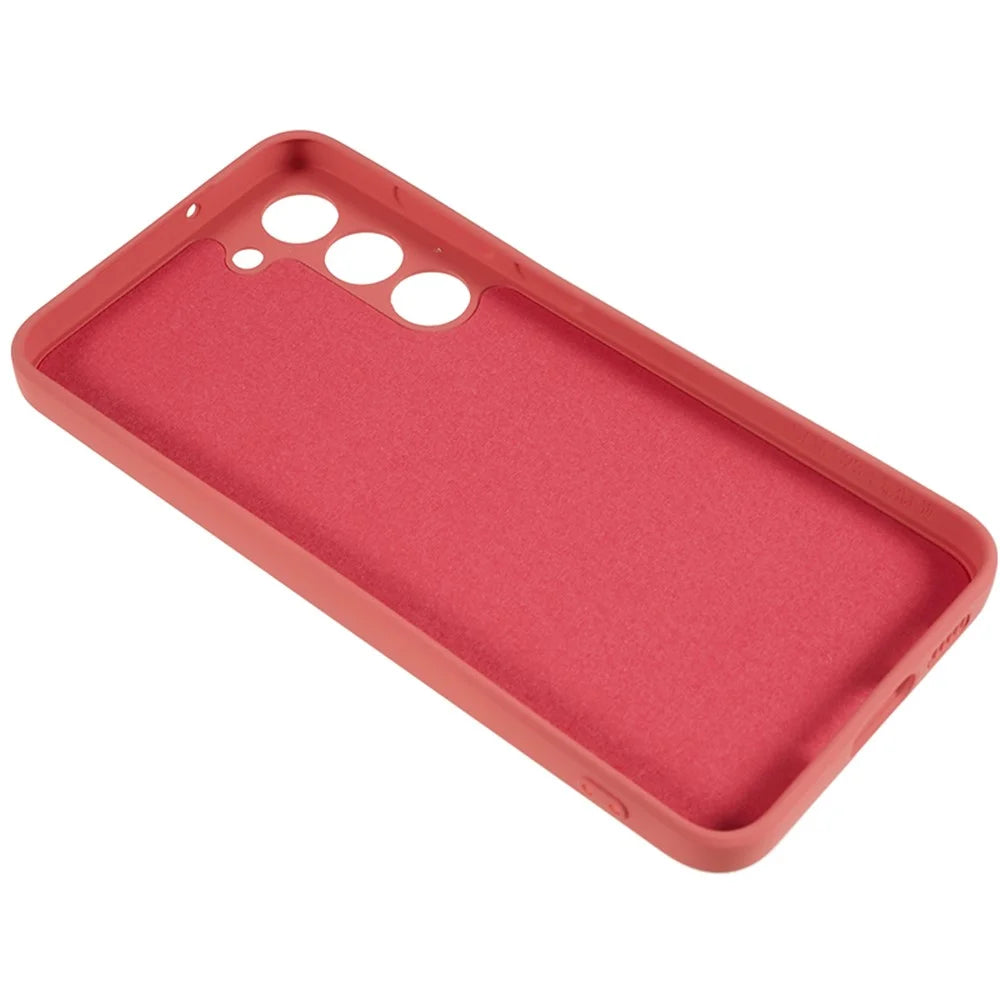 For Samsung Galaxy S23 TPU Camera Protection Phone Case Soft Fiber Lining Rubberized Back Cover - Hawthorn Red - 5