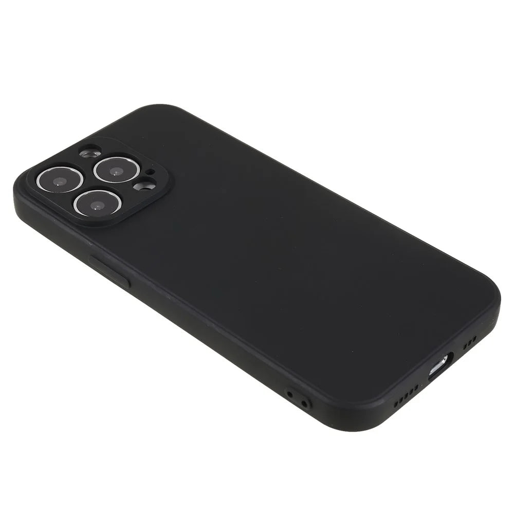 For iPhone 13 Pro 6.1 inch Rubberized TPU Phone Case Soft Fiber Lining Shockproof Cover - Black - 4