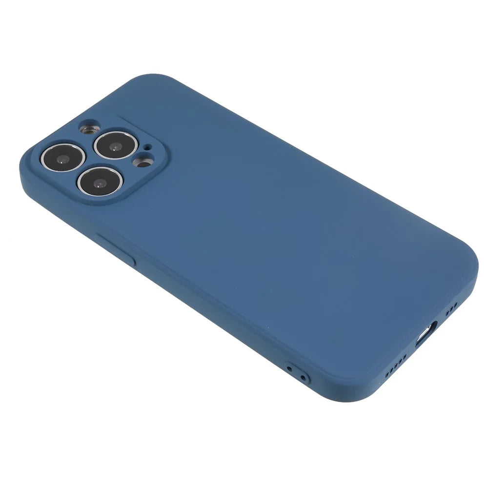 For iPhone 13 Pro Max 6.7 inch Rubberized TPU Phone Case Camera Protection Cover Soft Fiber Lining Inside - Sapphire - 4