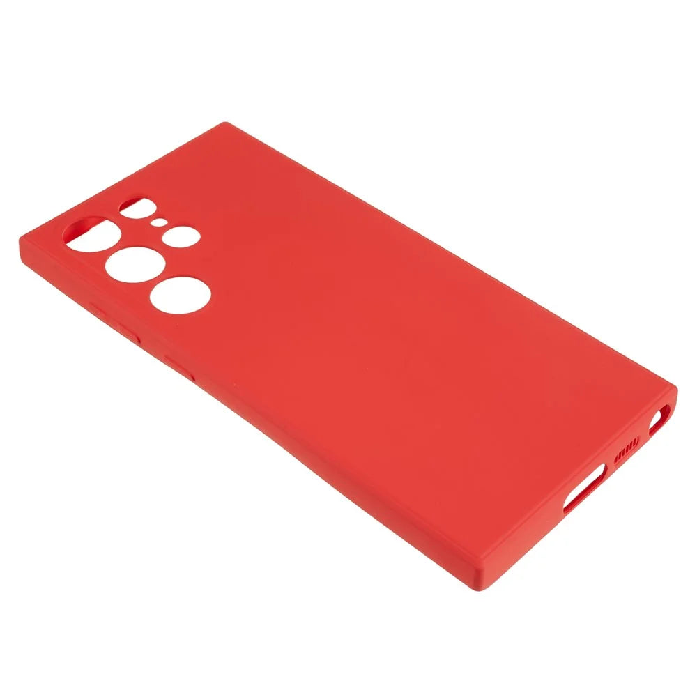 For Samsung Galaxy S22 Ultra 5G TPU Anti-Slip Rubberized Phone Case Fiber Lining Camera Lens Protective Cover - Red - 3