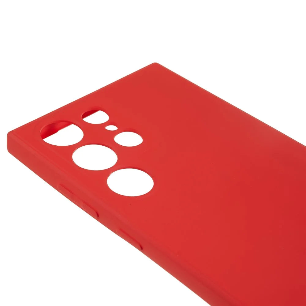 For Samsung Galaxy S22 Ultra 5G TPU Anti-Slip Rubberized Phone Case Fiber Lining Camera Lens Protective Cover - Red - 6