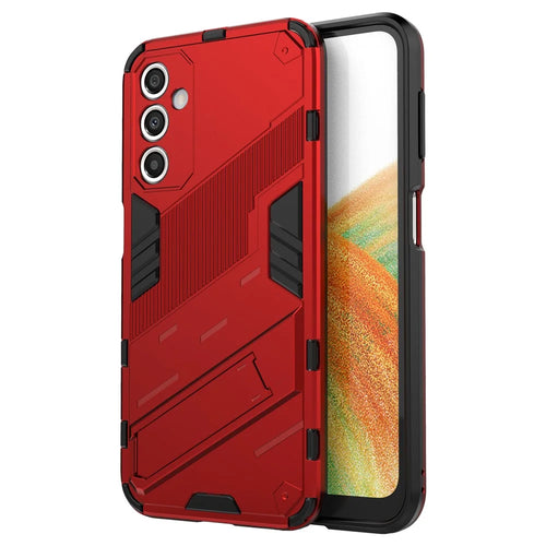 Anti-Scratch Phone Case for Samsung Galaxy A24 4G (162.1 x 77.6 x 8.3mm) Kickstand TPU+PC Protective Cell Phone Cover - Red - 1