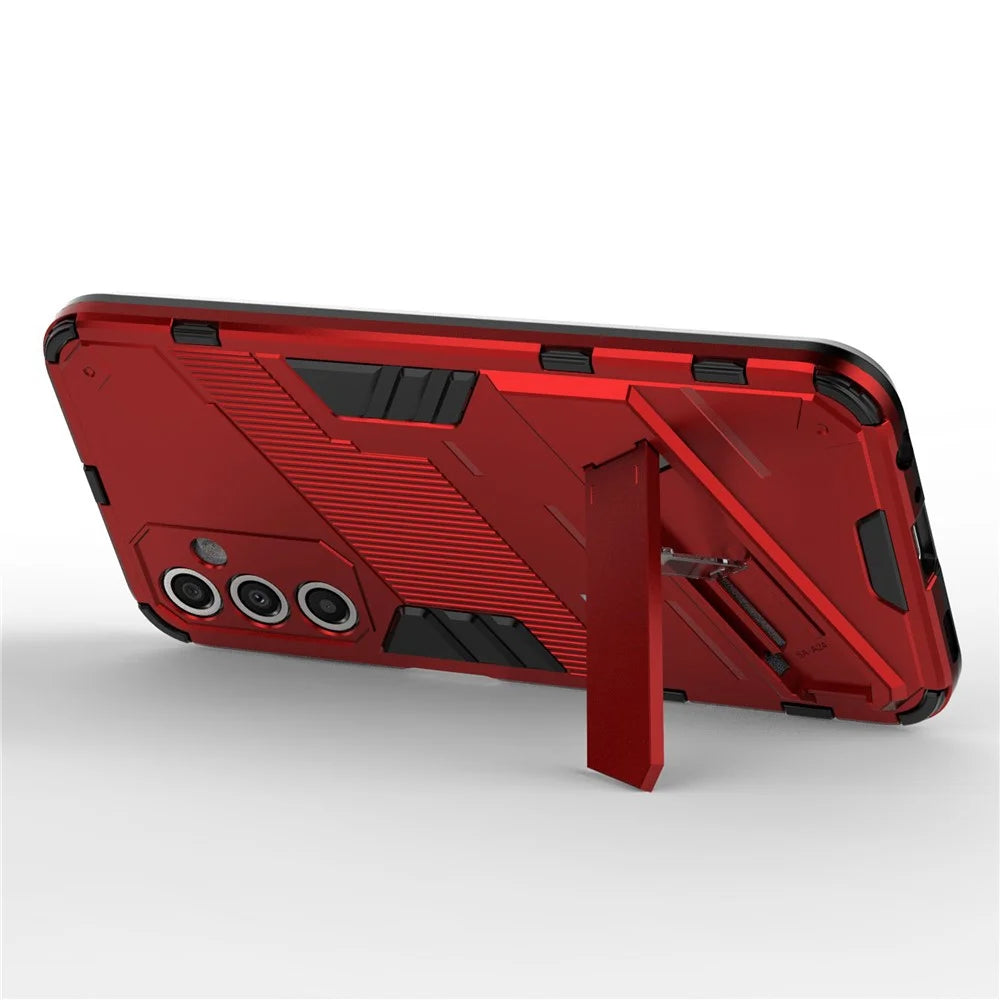Anti-Scratch Phone Case for Samsung Galaxy A24 4G (162.1 x 77.6 x 8.3mm) Kickstand TPU+PC Protective Cell Phone Cover - Red - 2