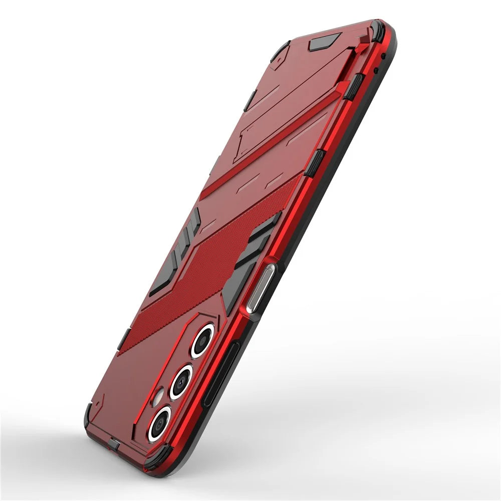 Anti-Scratch Phone Case for Samsung Galaxy A24 4G (162.1 x 77.6 x 8.3mm) Kickstand TPU+PC Protective Cell Phone Cover - Red - 5