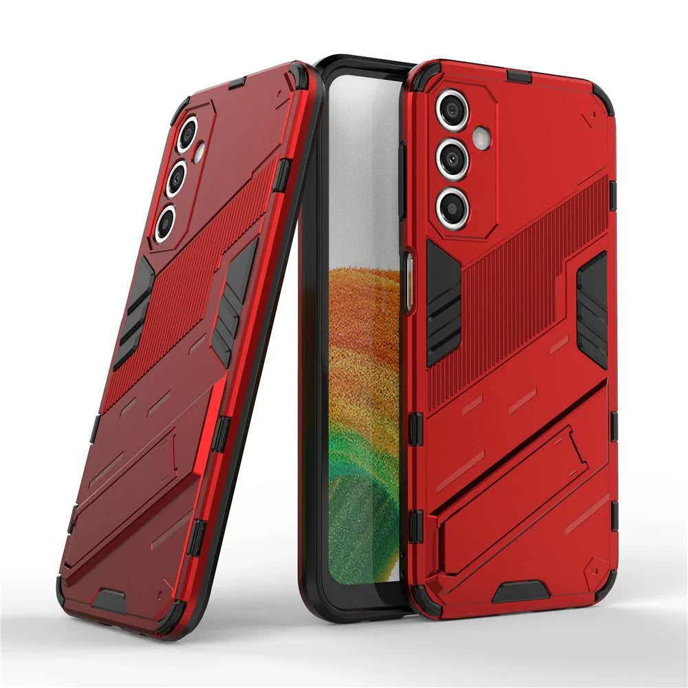 Anti-Scratch Phone Case for Samsung Galaxy A24 4G (162.1 x 77.6 x 8.3mm) Kickstand TPU+PC Protective Cell Phone Cover - Red - 6