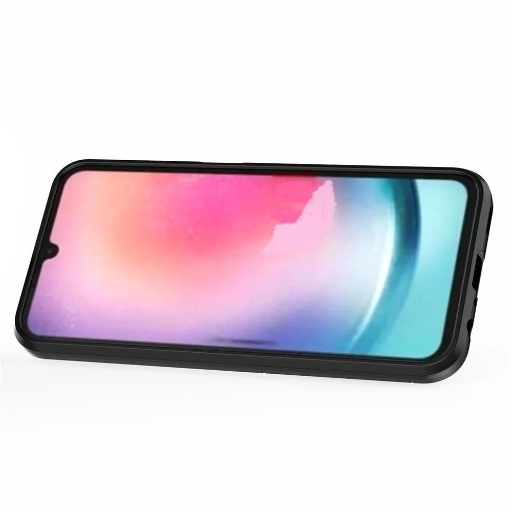 Phone Case for Samsung Galaxy A24 4G (162.1 x 77.6 x 8.3mm) , Ring Holder Kickstand Shockproof Cover TPU+PC Shell - Black - 2