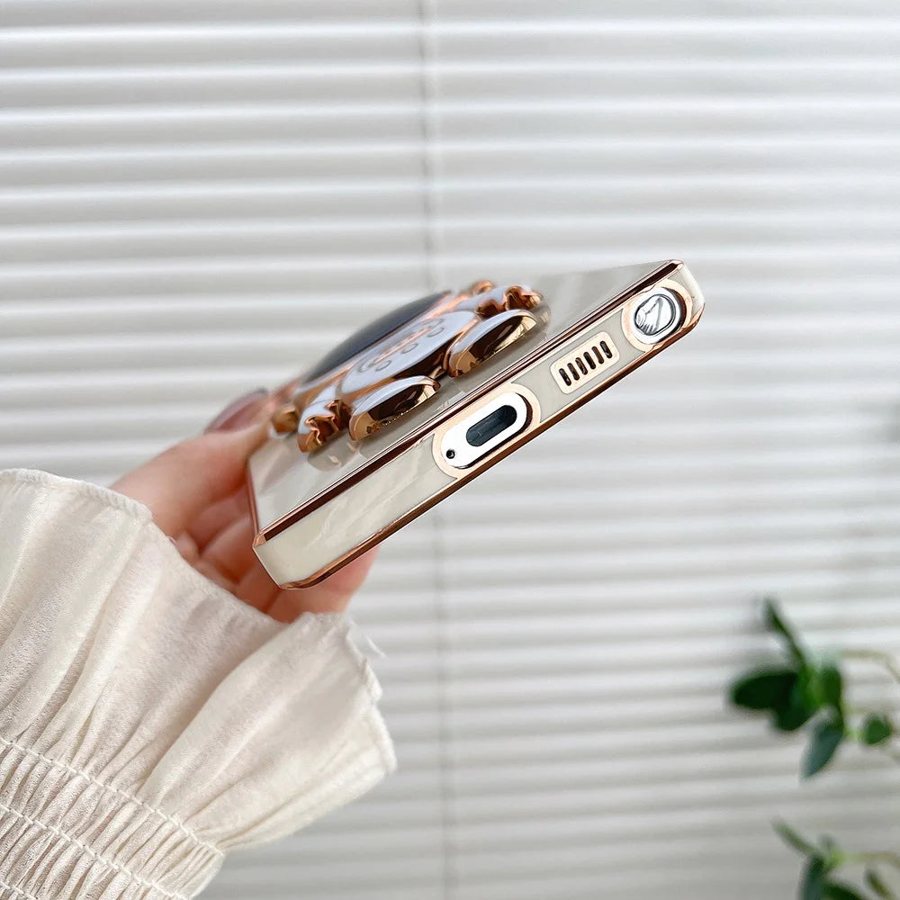 For Samsung Galaxy S23 Ultra Astronaut Kickstand Electroplating TPU Phone Case Anti-scratch Back Cover - White - 7