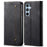 For Samsung Galaxy M14 Phone Case Cover Jeans Cloth Texture Stand Flip Shell PU Leather Wallet - Black - 1