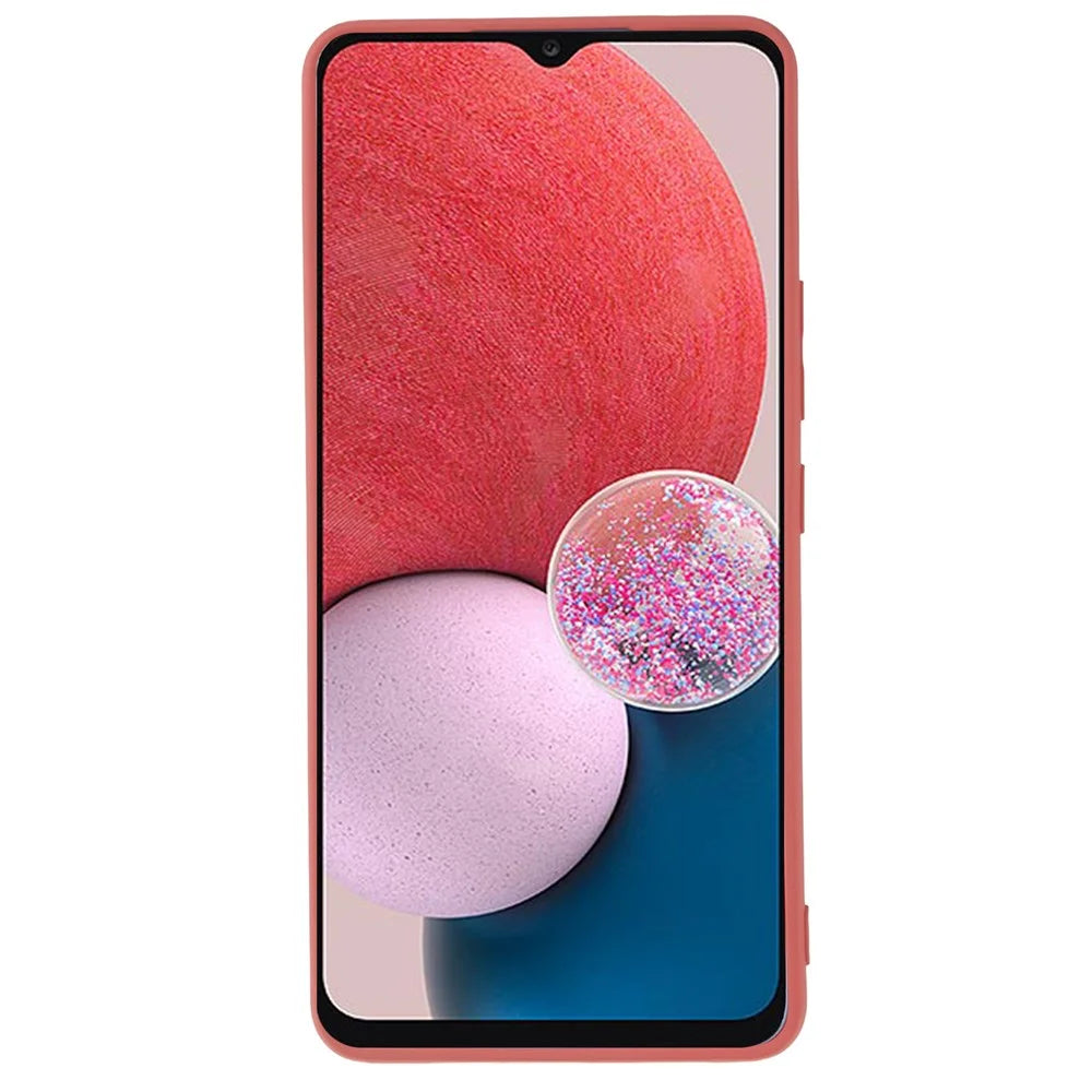 For Samsung Galaxy A13 4G Fiber Lining TPU Phone Case Rubberized Surface Shockproof Phone Cover - Hawthorn Red - 3