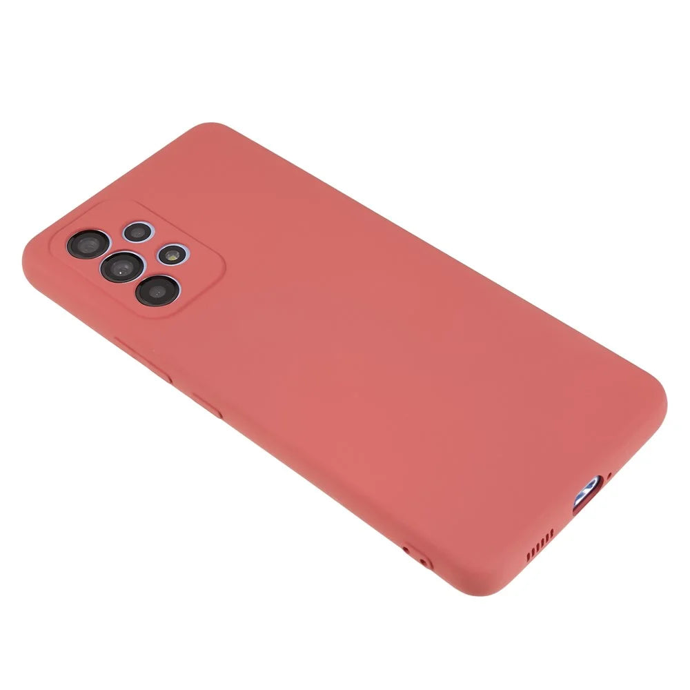 For Samsung Galaxy A13 4G Fiber Lining TPU Phone Case Rubberized Surface Shockproof Phone Cover - Hawthorn Red - 4