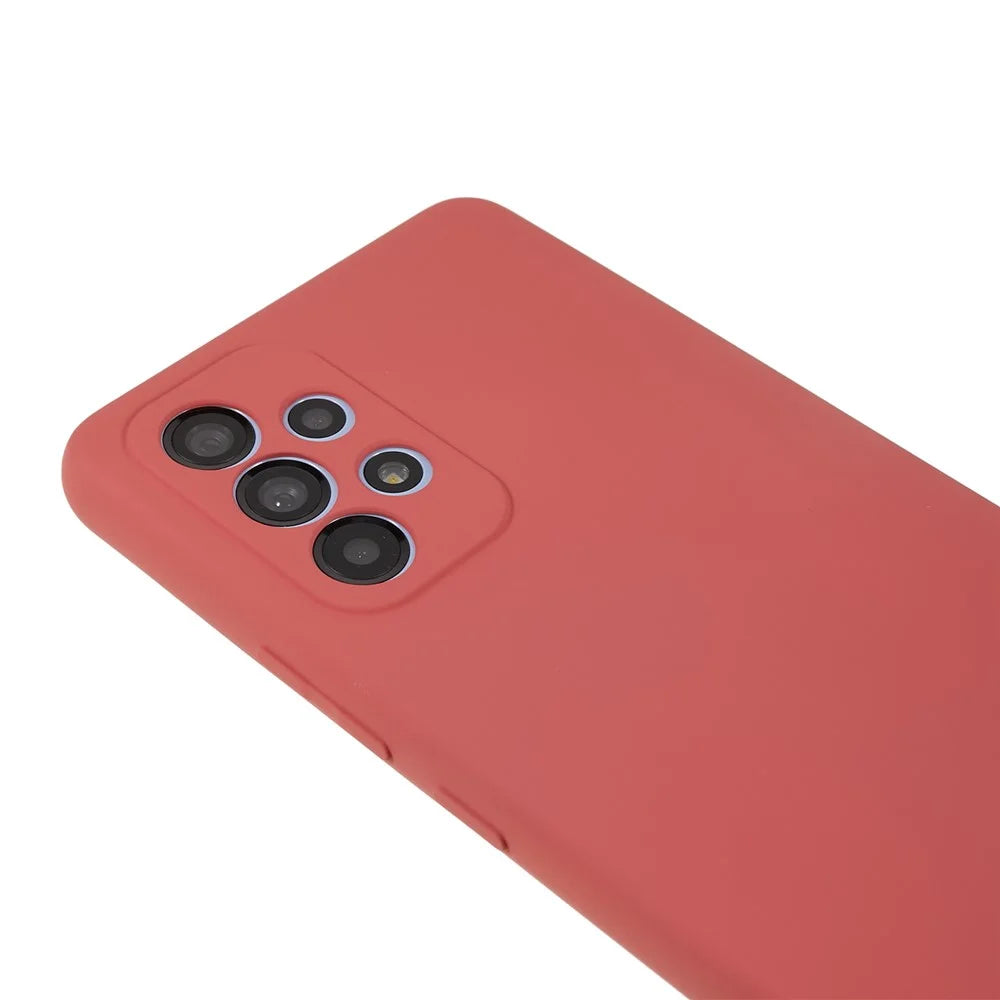 For Samsung Galaxy A13 4G Fiber Lining TPU Phone Case Rubberized Surface Shockproof Phone Cover - Hawthorn Red - 6