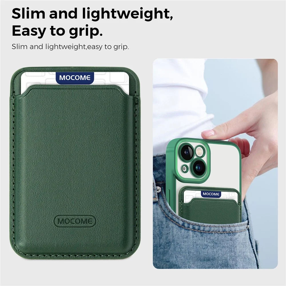 For iPhone 13 6.1 inch TPU + PC Phone Case Anti-Drop Magnetic Cover with Card Bag - Blackish Green - 6