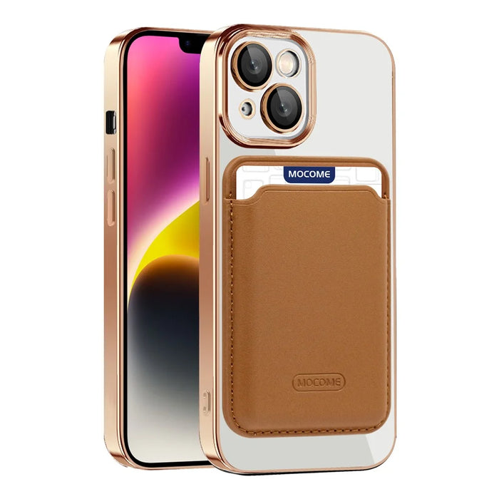For iPhone 14 Anti-Drop Magnetic Back Cover TPU + PC Phone Case with Card Bag - Blackish Green - 2