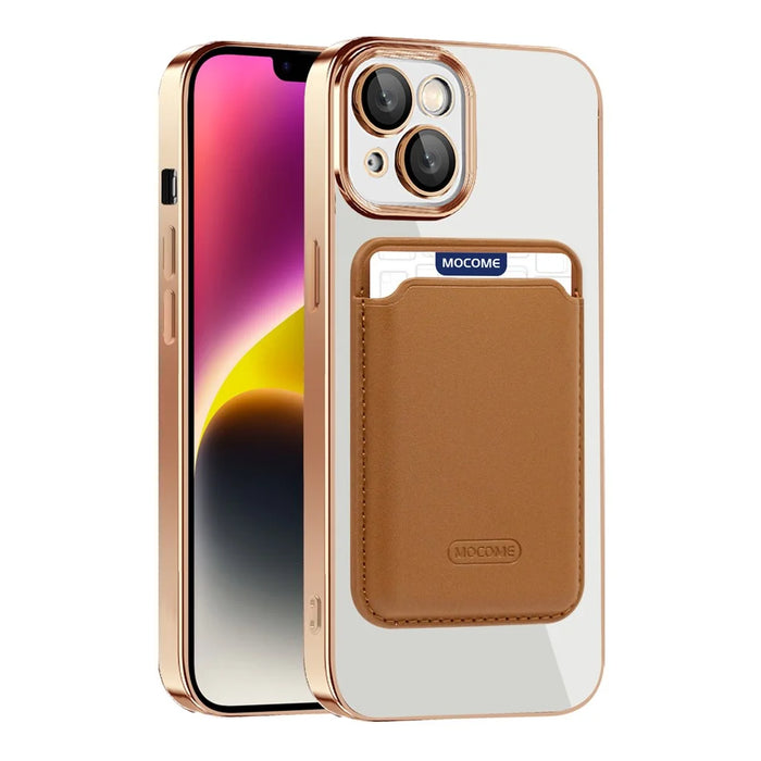 For iPhone 14 Plus TPU + PC Mobile Case Anti-scratch Magnetic Cover with Card Bag - Blackish Green - 2