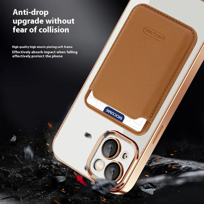 For iPhone 14 Plus TPU + PC Mobile Case Anti-scratch Magnetic Cover with Card Bag - Blackish Green - 6