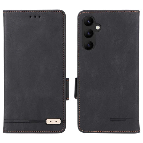 For Samsung Galaxy A24 4G (162.1 x 77.6 x 8.3mm) Cell Phone Case Hardware Decor PU Leather Stand Wallet Phone Cover - Black - 1