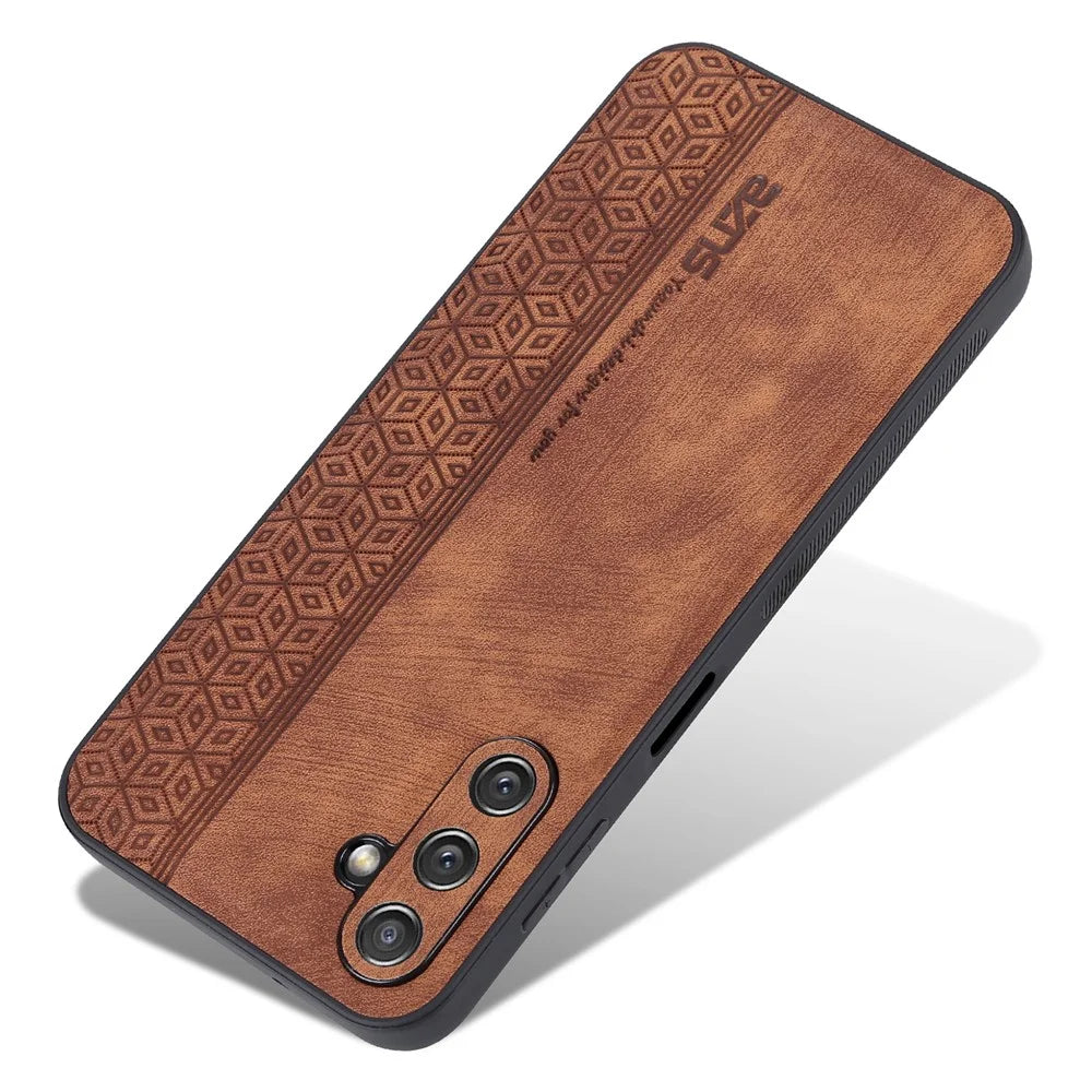 AZNS For Samsung Galaxy A24 4G (162.1 x 77.6 x 8.3mm) Anti-drop Phone Case Imprinted PU Leather+TPU Phone Cover - Brown - 3