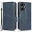 For Realme C55 4G Leather Wallet Phone Case Imprinted Triangle Flip Stand Protective Cover - Blue - 1