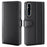 For Sony Xperia 1 V Case Genuine Split Leather Phone Cover with Wallet Stand - Black - 1