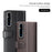 For Sony Xperia 1 V Case Genuine Split Leather Phone Cover with Wallet Stand - Black - 5