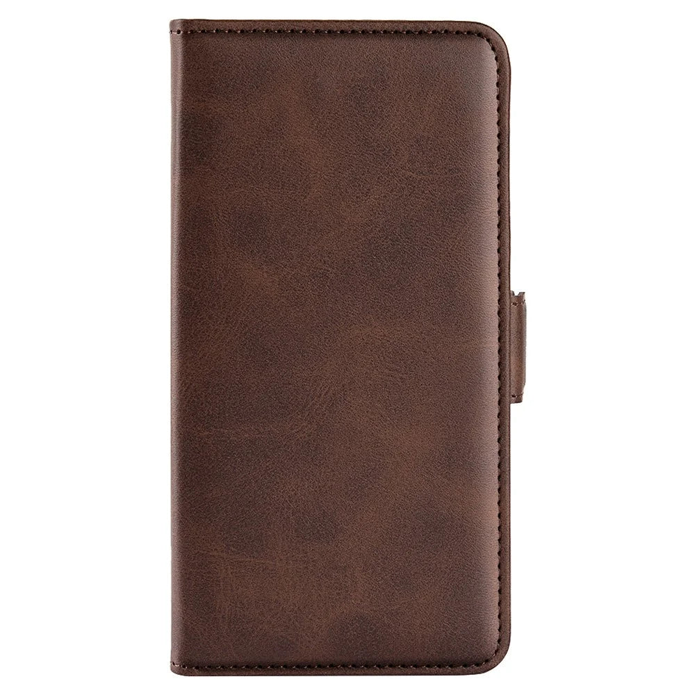 For Sony Xperia 1 V Leather Phone Stand Case Calf Texture Cell Phone Wallet Cover - Brown - 7