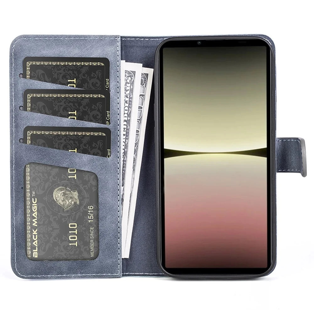 For Sony Xperia 10 V Leather Phone Stand Case Dual Color Splicing Wallet Cell Phone Cover - Blue - 2