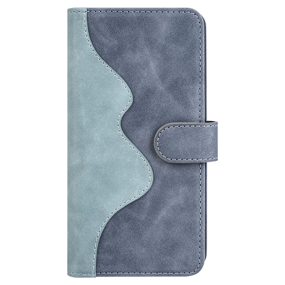 For Sony Xperia 10 V Leather Phone Stand Case Dual Color Splicing Wallet Cell Phone Cover - Blue - 6