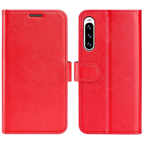 For Sony Xperia 10 V Leather Wallet Flip Cover Crazy Horse Texture Stand Phone Case with TPU Inner Shell - Red - 1